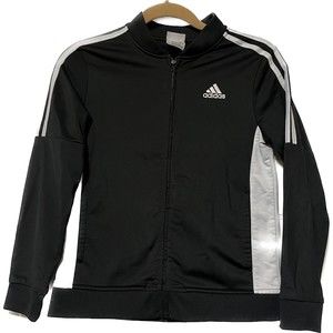 Adidas Youth Track Jacket Black with 3 Stripes Logo Size M (10/12) EUC